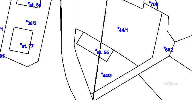 Parcela st. 55 v KÚ Jetenovice, Katastrální mapa