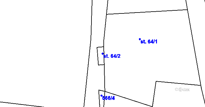 Parcela st. 64/2 v KÚ Jetenovice, Katastrální mapa