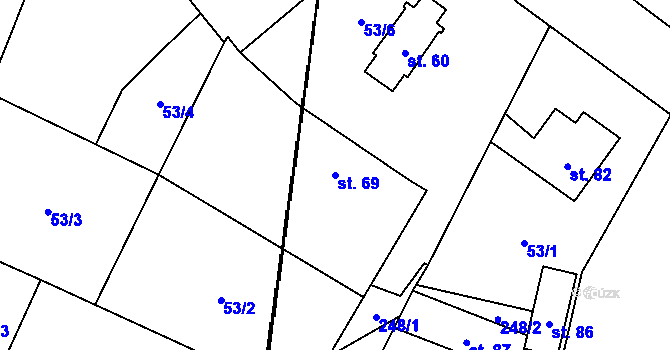 Parcela st. 69 v KÚ Jetenovice, Katastrální mapa