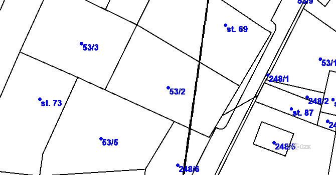 Parcela st. 53/2 v KÚ Jetenovice, Katastrální mapa