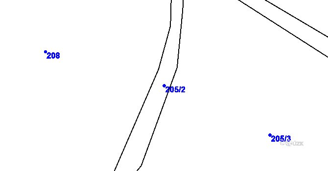Parcela st. 205/2 v KÚ Jetenovice, Katastrální mapa