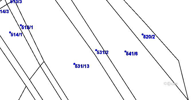 Parcela st. 531/2 v KÚ Jetenovice, Katastrální mapa