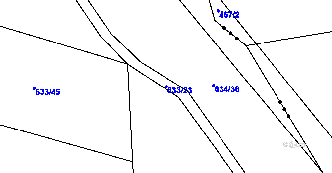 Parcela st. 633/23 v KÚ Jetenovice, Katastrální mapa