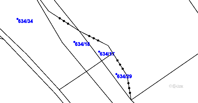 Parcela st. 634/17 v KÚ Jetenovice, Katastrální mapa