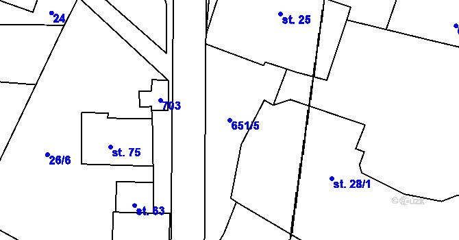 Parcela st. 651/5 v KÚ Jetenovice, Katastrální mapa