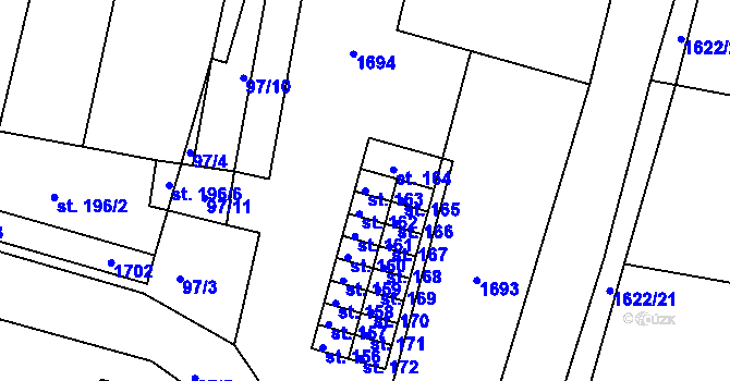Parcela st. 163 v KÚ Velký Bor u Horažďovic, Katastrální mapa