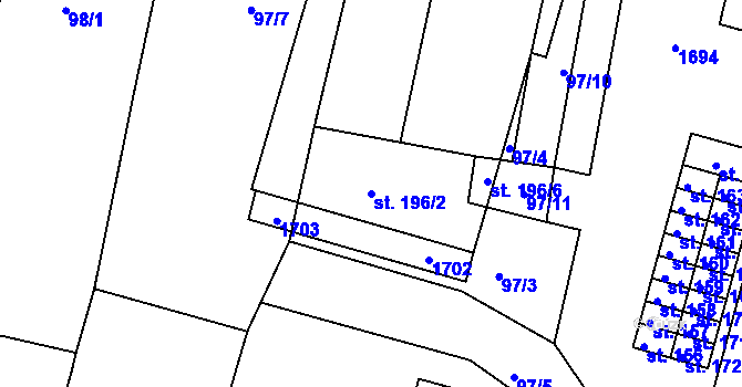 Parcela st. 196/2 v KÚ Velký Bor u Horažďovic, Katastrální mapa