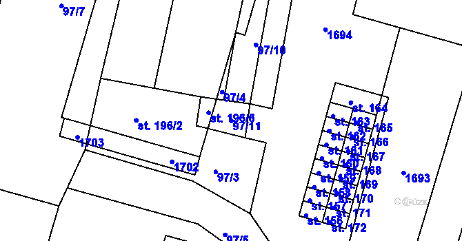 Parcela st. 97/11 v KÚ Velký Bor u Horažďovic, Katastrální mapa