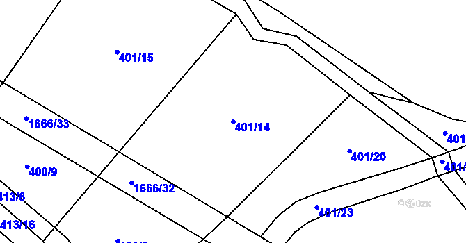 Parcela st. 401/14 v KÚ Velký Bor u Horažďovic, Katastrální mapa