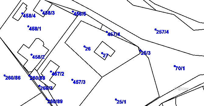 Parcela st. 27 v KÚ Mělnická Vrutice, Katastrální mapa