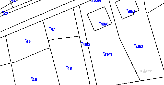 Parcela st. 49/2 v KÚ Mělnická Vrutice, Katastrální mapa