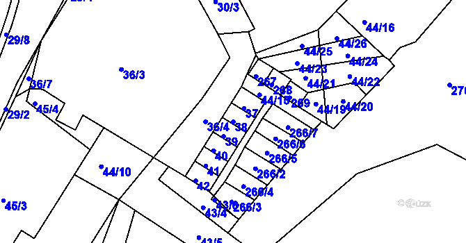 Parcela st. 38 v KÚ Skuhrov u Mělníka, Katastrální mapa