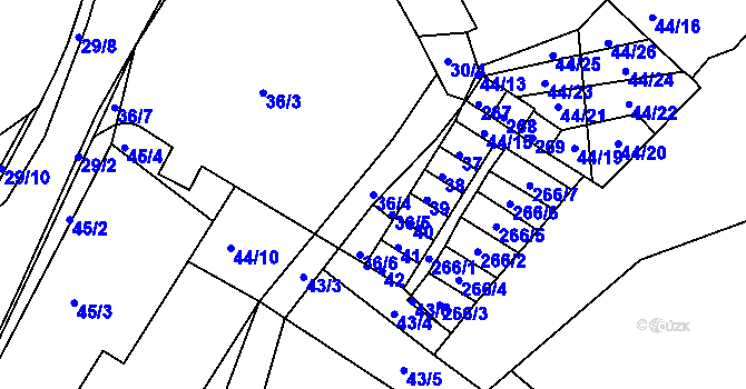 Parcela st. 36/4 v KÚ Skuhrov u Mělníka, Katastrální mapa