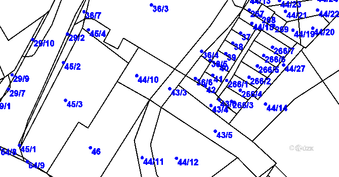 Parcela st. 43/3 v KÚ Skuhrov u Mělníka, Katastrální mapa