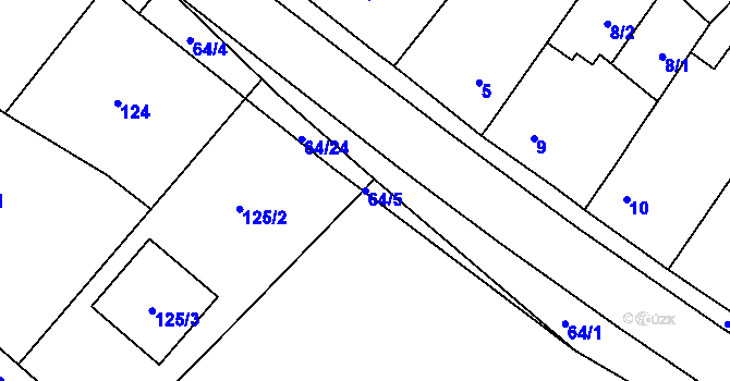 Parcela st. 64/5 v KÚ Skuhrov u Mělníka, Katastrální mapa