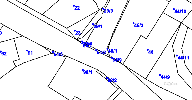 Parcela st. 64/8 v KÚ Skuhrov u Mělníka, Katastrální mapa