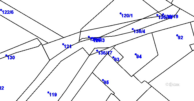 Parcela st. 136/17 v KÚ Skuhrov u Mělníka, Katastrální mapa