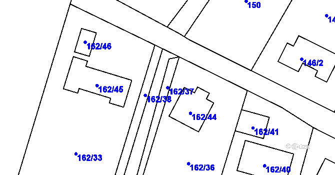 Parcela st. 162/37 v KÚ Skuhrov u Mělníka, Katastrální mapa