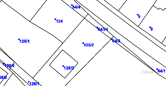Parcela st. 125/2 v KÚ Skuhrov u Mělníka, Katastrální mapa