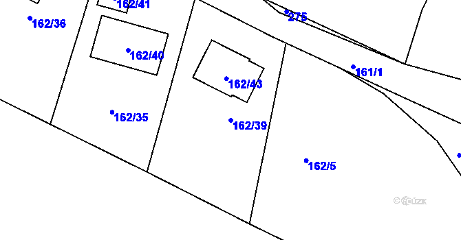 Parcela st. 162/39 v KÚ Skuhrov u Mělníka, Katastrální mapa