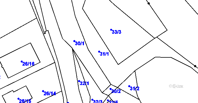 Parcela st. 31/1 v KÚ Skuhrov u Mělníka, Katastrální mapa