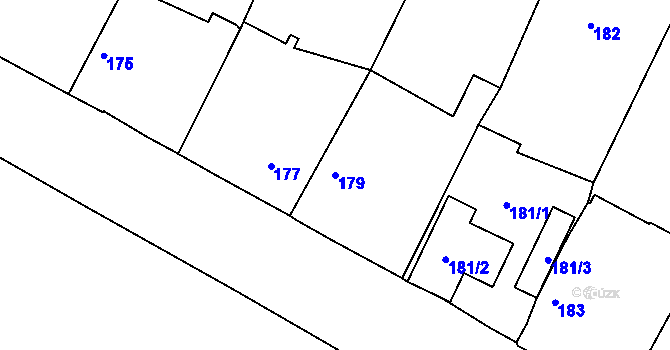 Parcela st. 179 v KÚ Velký Borek, Katastrální mapa