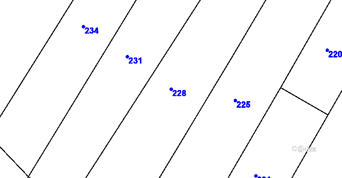 Parcela st. 228 v KÚ Velký Borek, Katastrální mapa