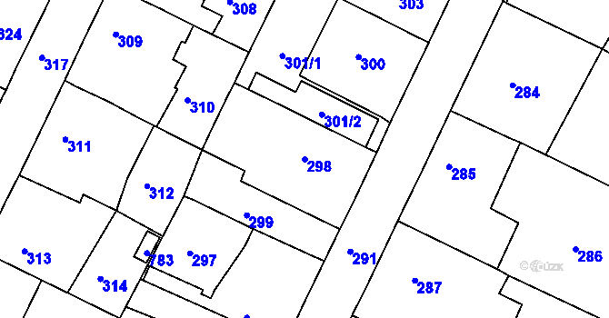 Parcela st. 298 v KÚ Velký Borek, Katastrální mapa