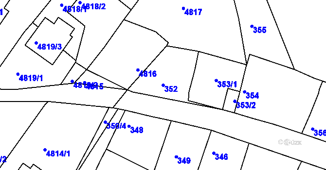 Parcela st. 352 v KÚ Velký Borek, Katastrální mapa