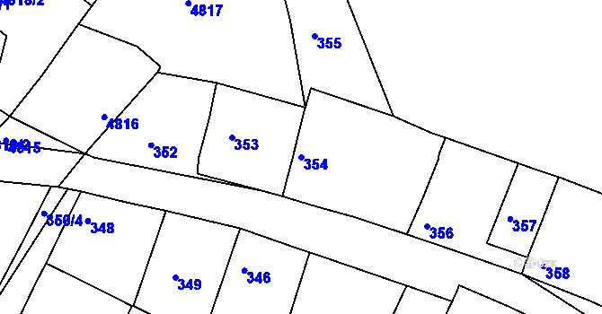 Parcela st. 354 v KÚ Velký Borek, Katastrální mapa
