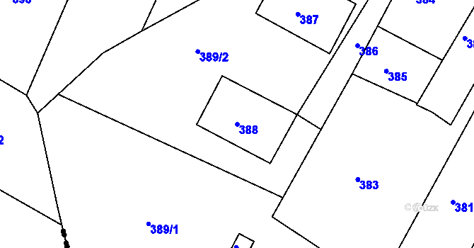 Parcela st. 388 v KÚ Velký Borek, Katastrální mapa