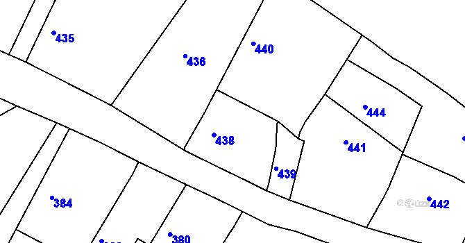 Parcela st. 438 v KÚ Velký Borek, Katastrální mapa