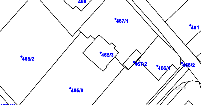 Parcela st. 465/3 v KÚ Velký Borek, Katastrální mapa