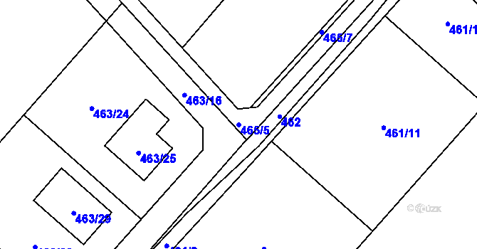 Parcela st. 465/5 v KÚ Velký Borek, Katastrální mapa
