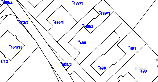 Parcela st. 488 v KÚ Velký Borek, Katastrální mapa