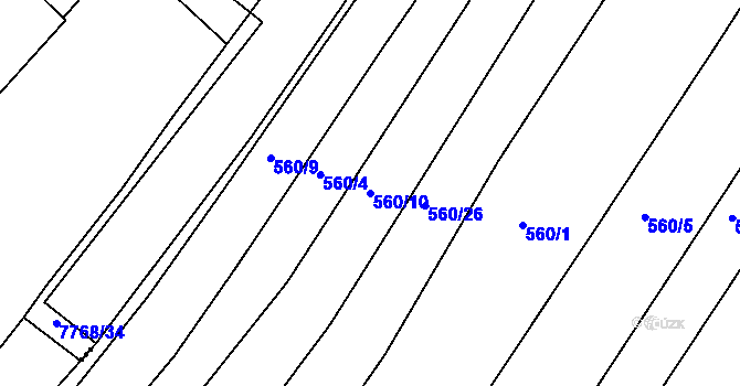 Parcela st. 560/10 v KÚ Velký Borek, Katastrální mapa