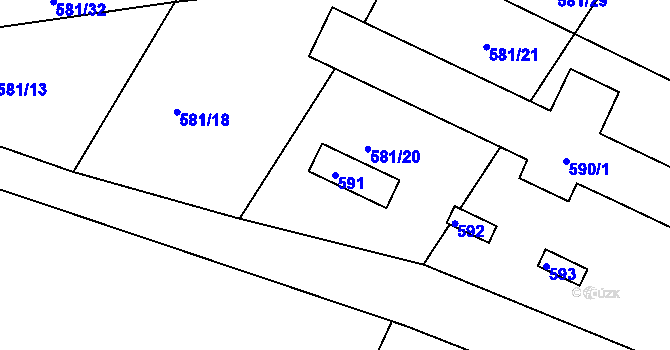 Parcela st. 591 v KÚ Velký Borek, Katastrální mapa