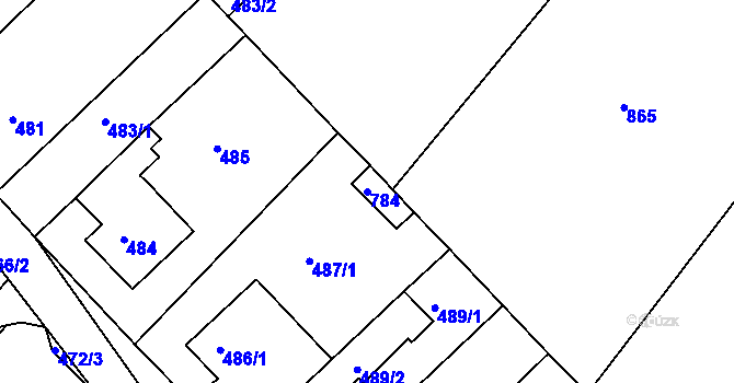 Parcela st. 784 v KÚ Velký Borek, Katastrální mapa