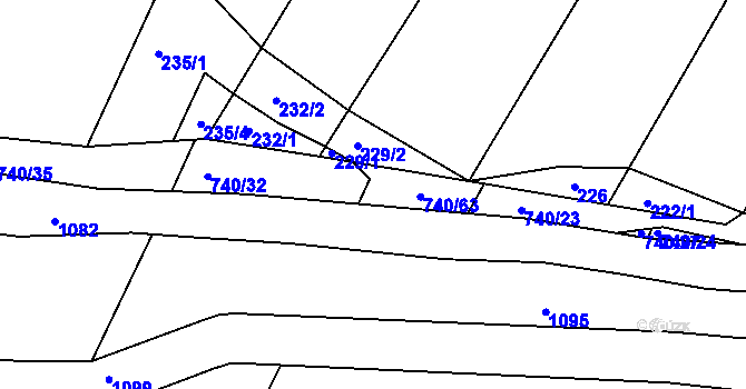 Parcela st. 740/31 v KÚ Velký Borek, Katastrální mapa