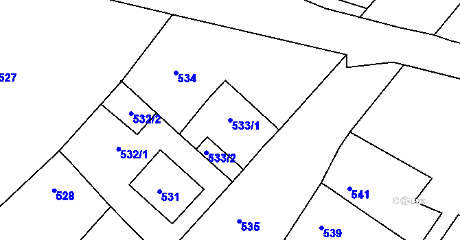 Parcela st. 533/1 v KÚ Velký Borek, Katastrální mapa