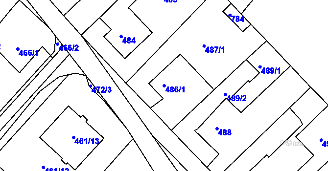 Parcela st. 486/1 v KÚ Velký Borek, Katastrální mapa