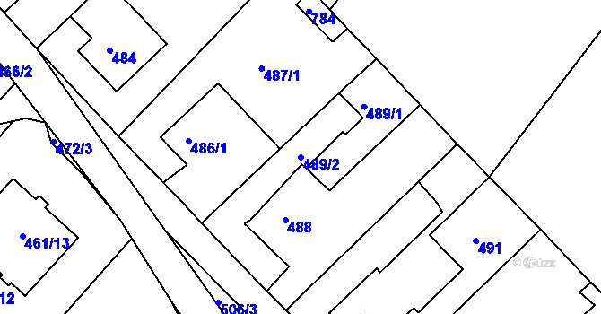 Parcela st. 489/2 v KÚ Velký Borek, Katastrální mapa