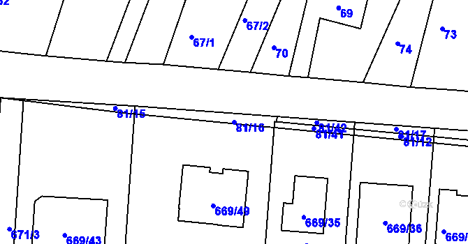 Parcela st. 81/16 v KÚ Velký Borek, Katastrální mapa
