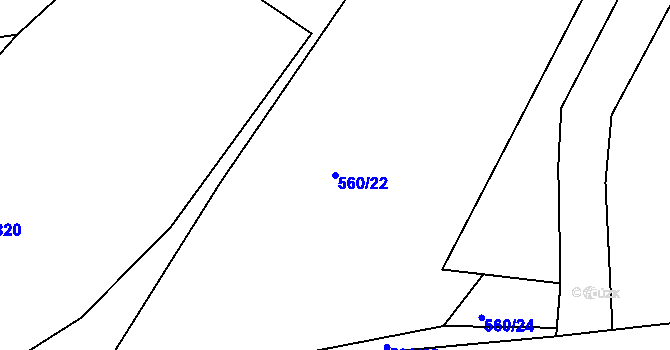 Parcela st. 560/22 v KÚ Velký Borek, Katastrální mapa