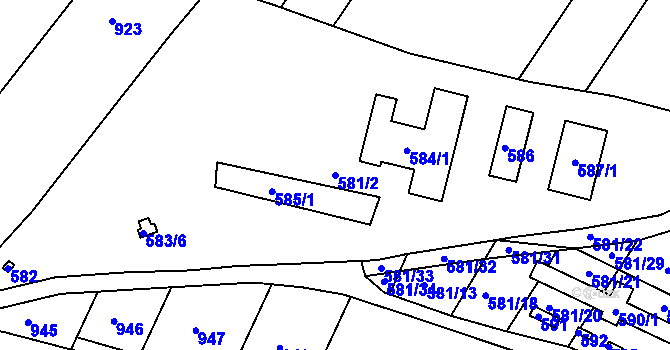 Parcela st. 581/2 v KÚ Velký Borek, Katastrální mapa
