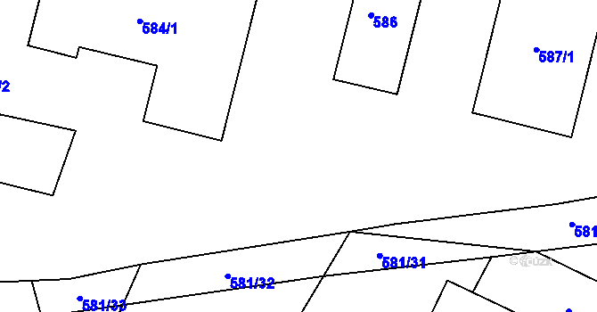 Parcela st. 581/16 v KÚ Velký Borek, Katastrální mapa