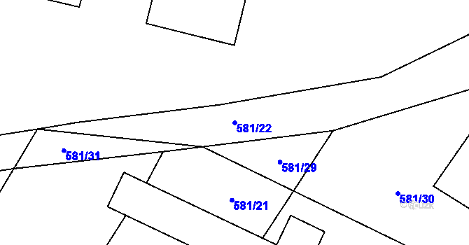 Parcela st. 581/22 v KÚ Velký Borek, Katastrální mapa
