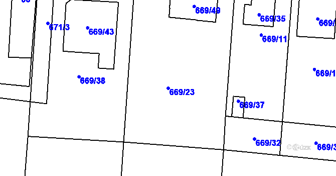 Parcela st. 669/23 v KÚ Velký Borek, Katastrální mapa
