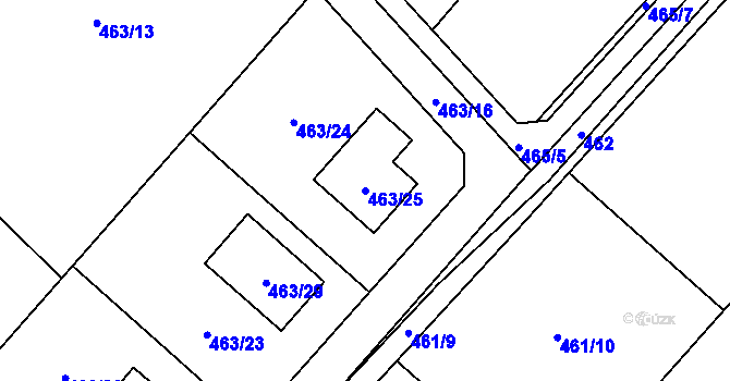 Parcela st. 463/25 v KÚ Velký Borek, Katastrální mapa