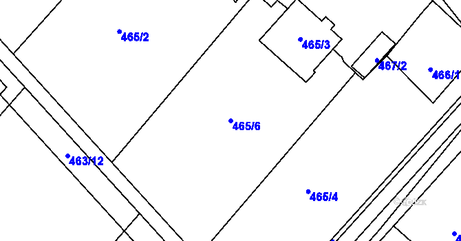 Parcela st. 465/6 v KÚ Velký Borek, Katastrální mapa